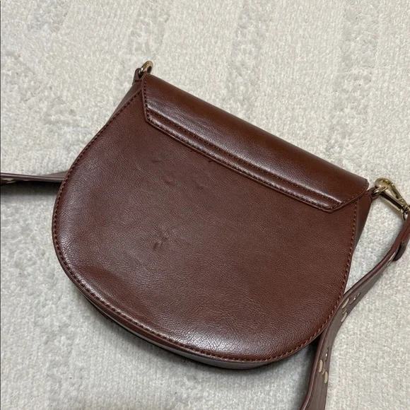 Brown Studded Crossbody Saddle Bag - Dream Control - Picture 3 of 4